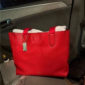 Coach Vibrant Red Leather Tote